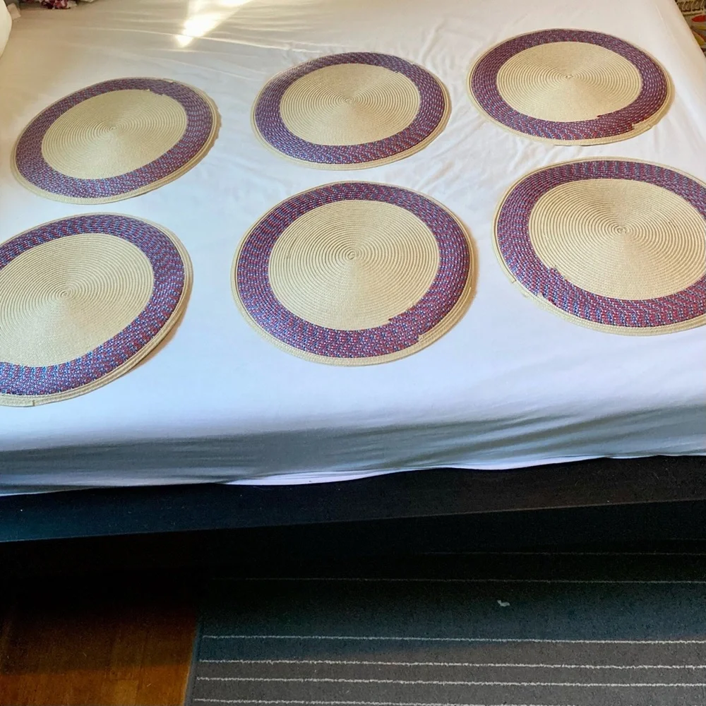 SONOMA Round Braided Placemats  Set of 6 Red and Blue Colorful 15